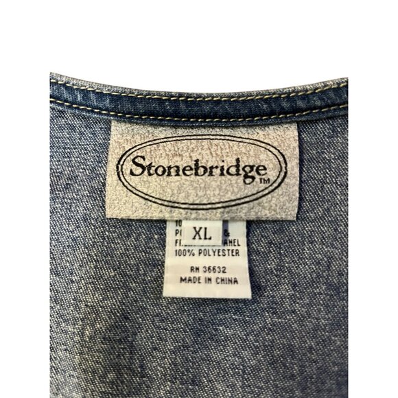 Stonebridge Denim Vest Womens XL Purse Print Western Button Front Used - Picture 16 of 16